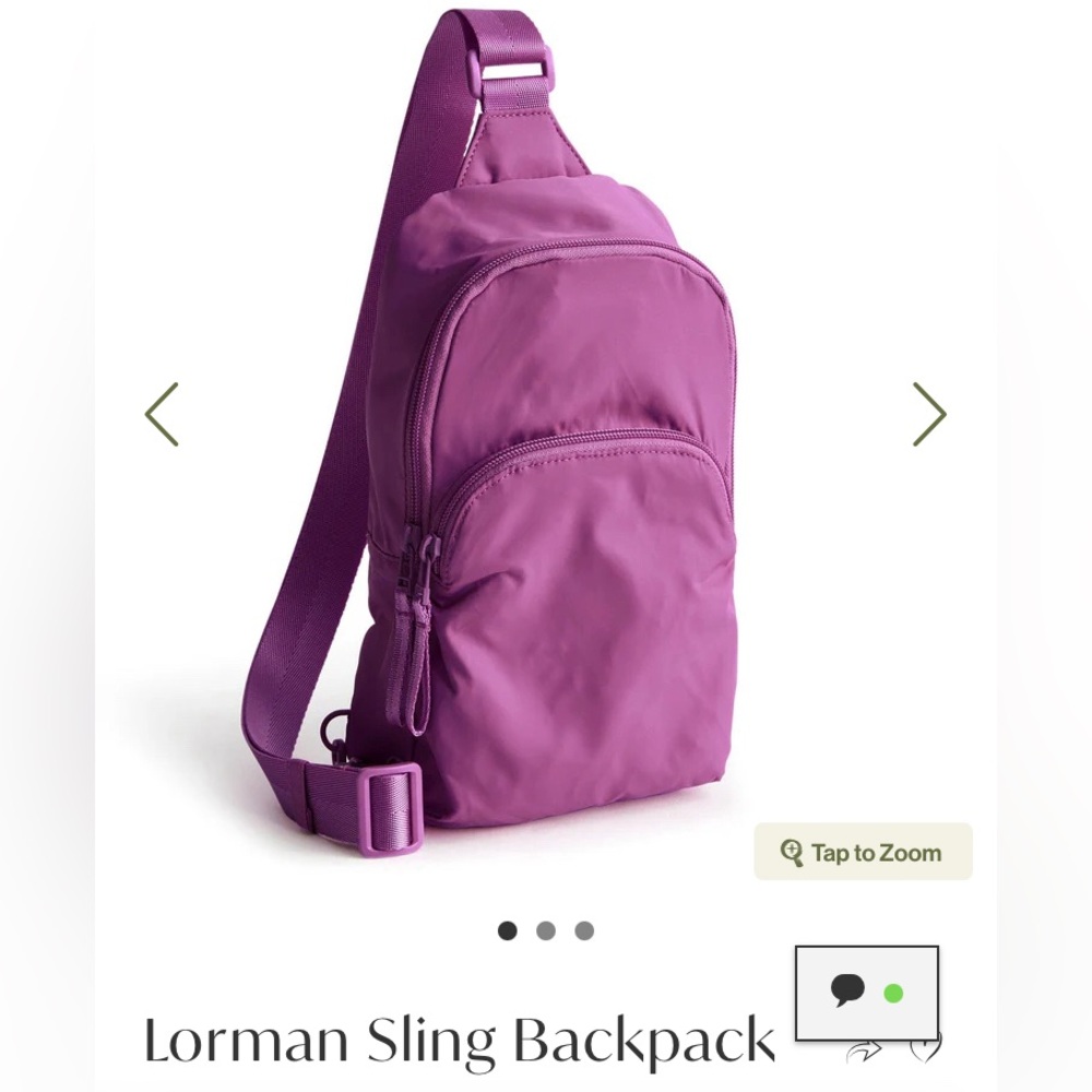 NEW Vera Bradley Lorman Sling Backpack Lightweight Nylon in Iris Orchid!